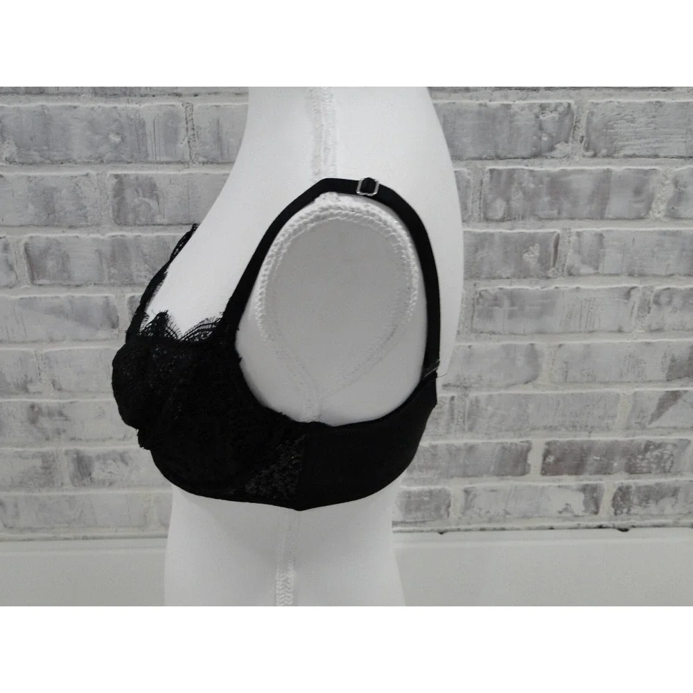 Victoria Secret Bra Dream Angels Push Up Without Padding 32DDD Black Lace Sequin